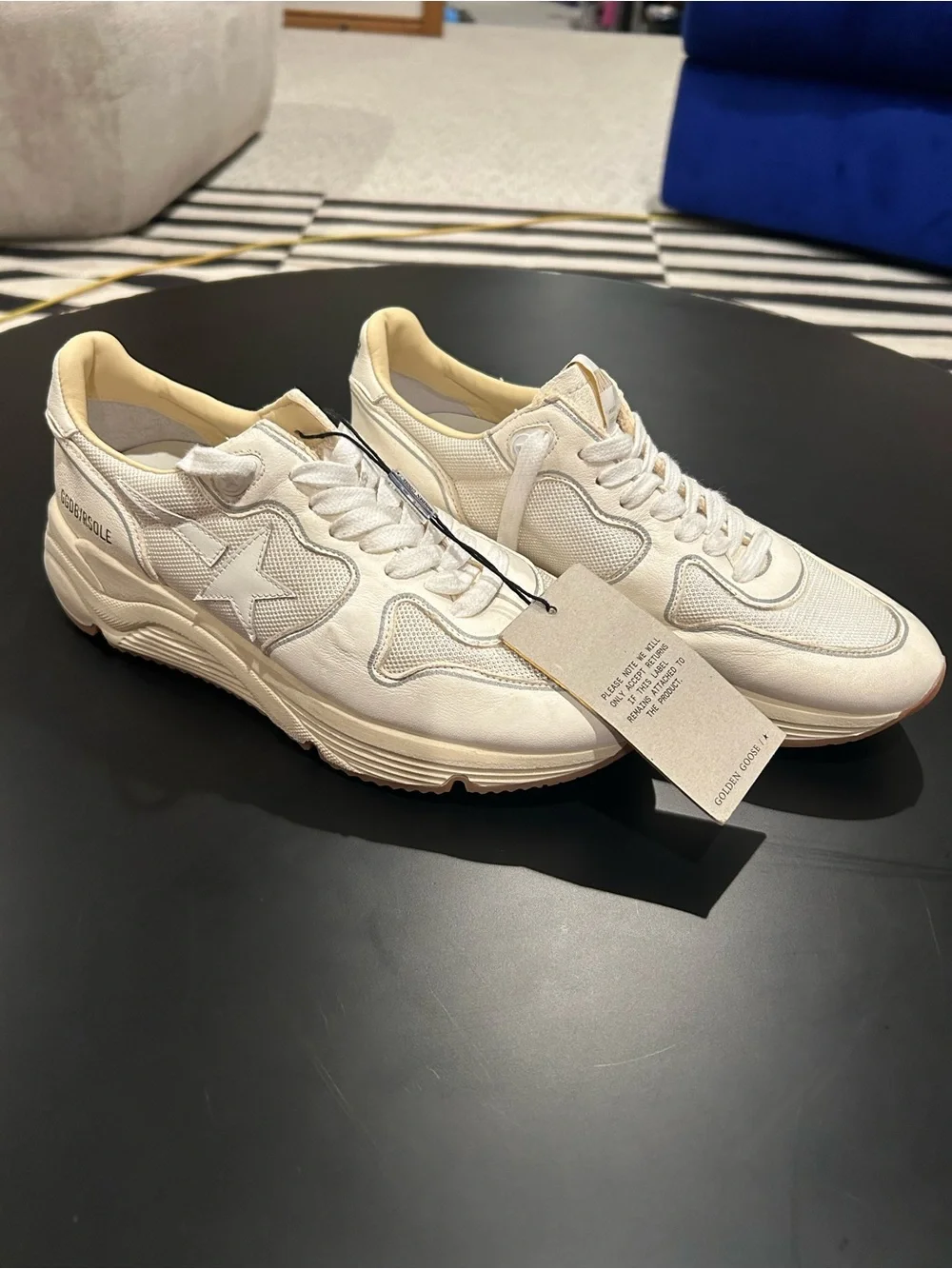 Golden Goose Cream and White Running Low-Top Sneakers